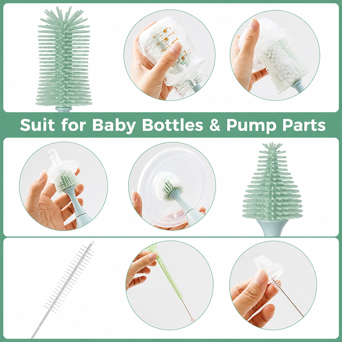 Push-Press Foam Bottle Brush Cleaning Kit