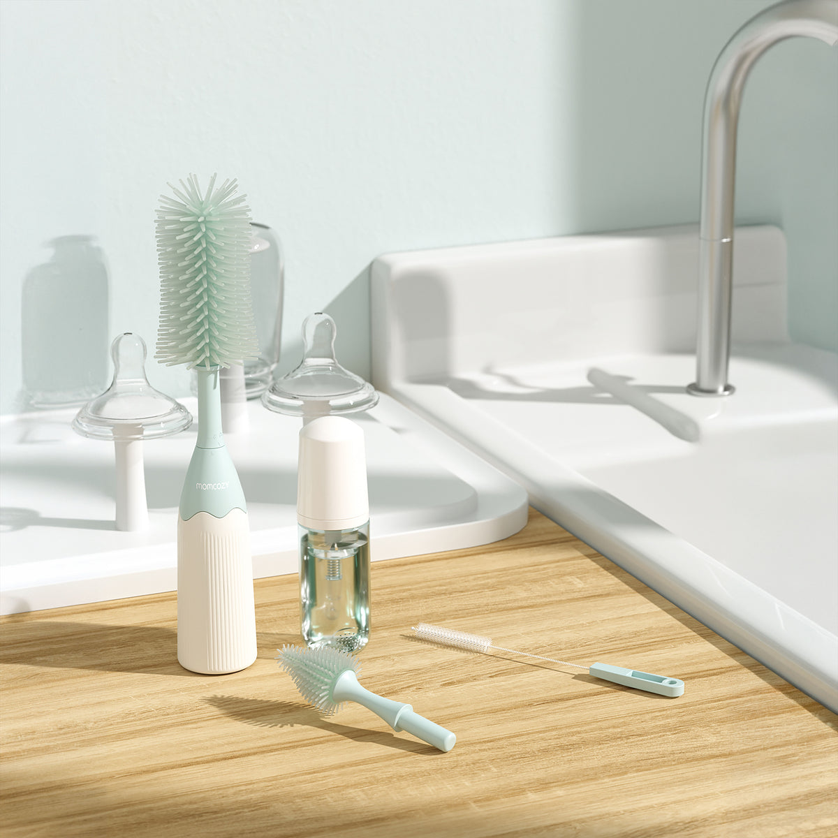 Push-Press Foam Bottle Brush Cleaning Kit