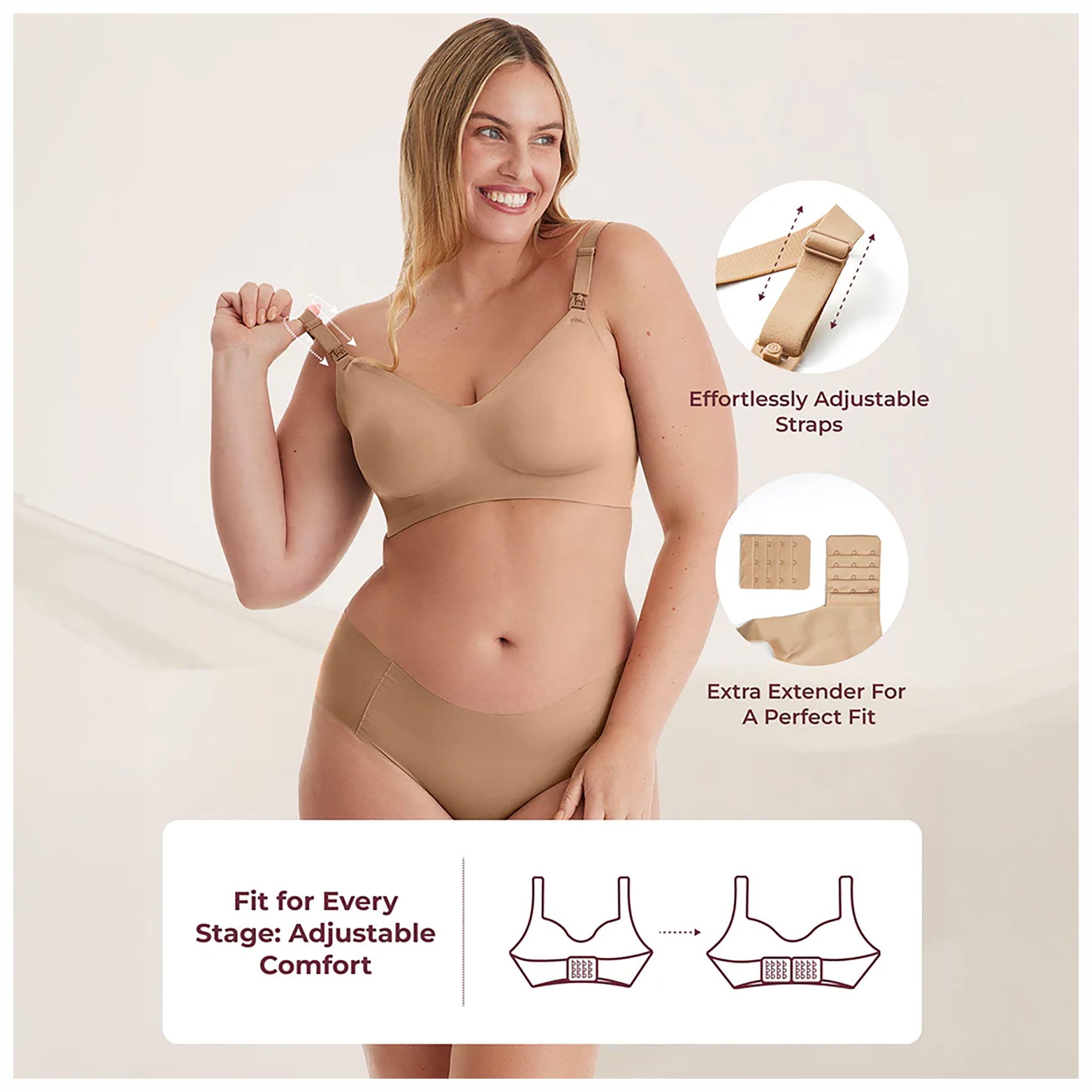 Ultra Soft Seamless Nursing Bra (YN21) - Beige