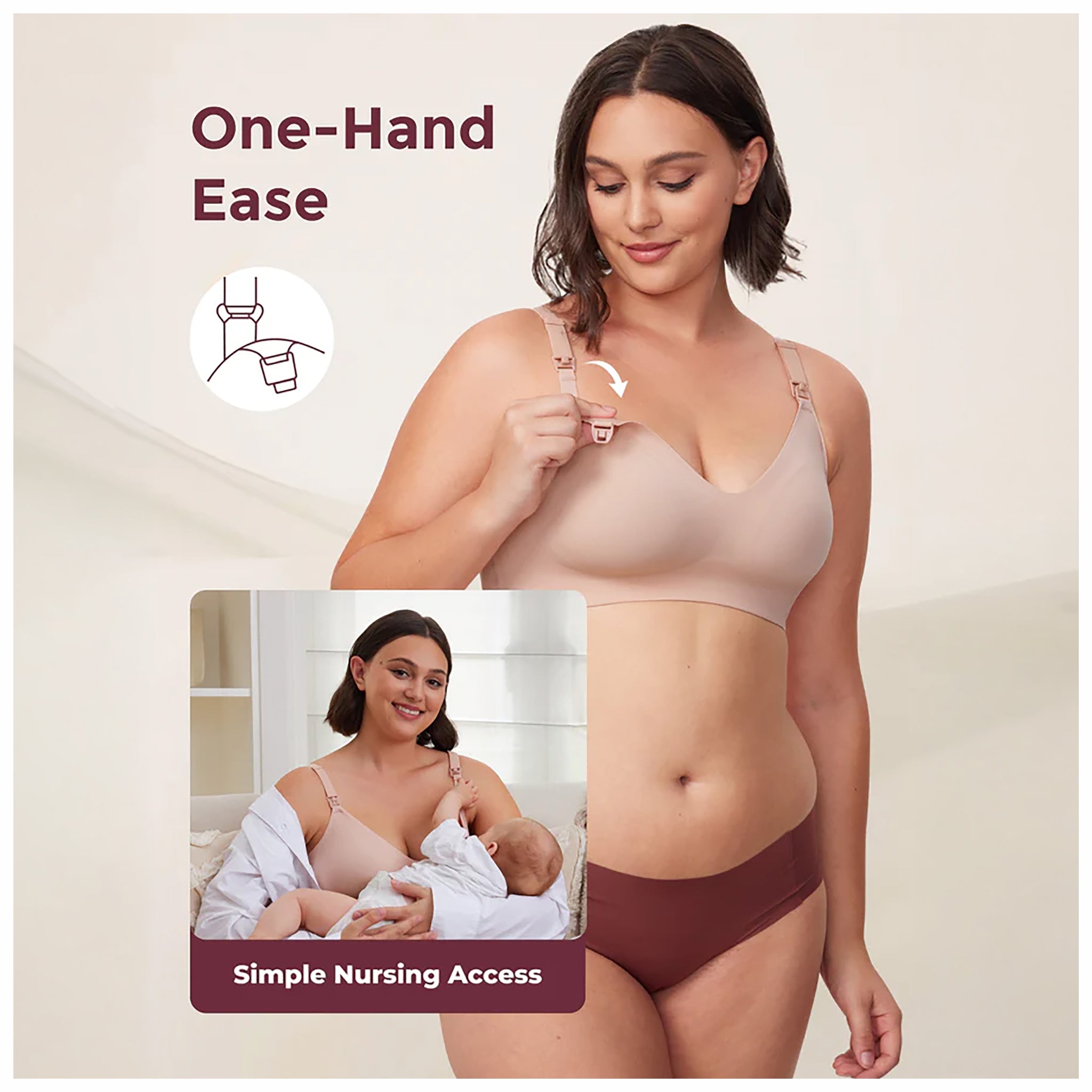 Ultra Soft Seamless Nursing Bra (YN21) - Beige