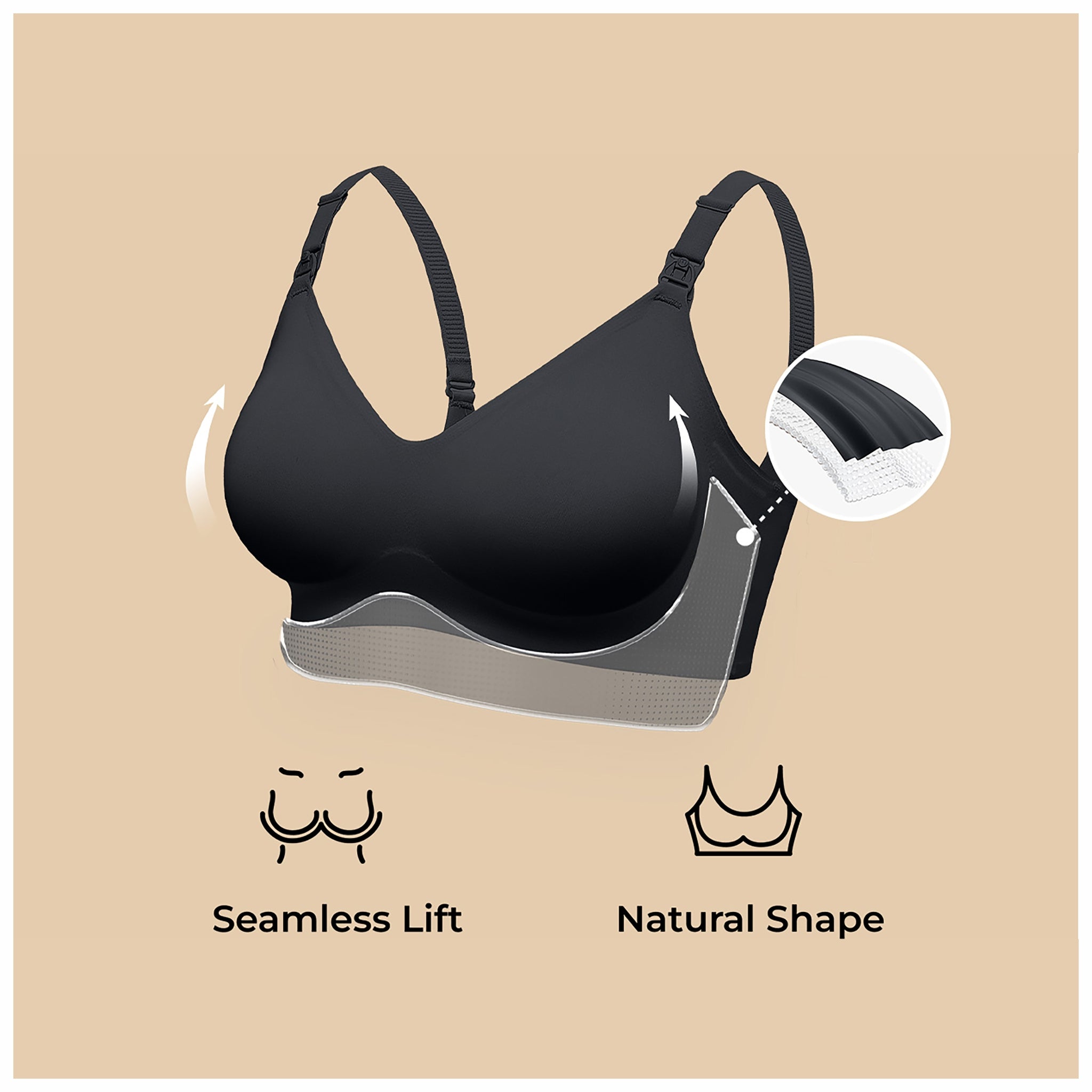 Ultra Soft Seamless Nursing Bra (YN21) - Black
